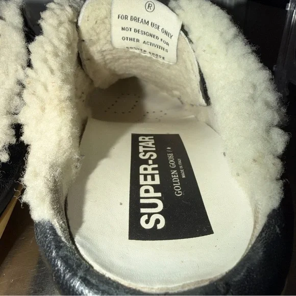 GOLDEN GOOSE Super-Star Sabots in Black Leather w/ Shearling Lining Sz 39 (US 8)